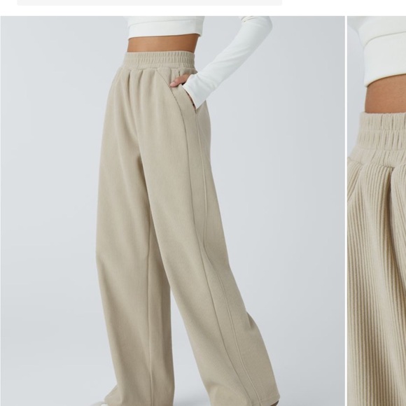 HALARA Cream Wide Leg Pants High Waisted - Picture 3 of 4